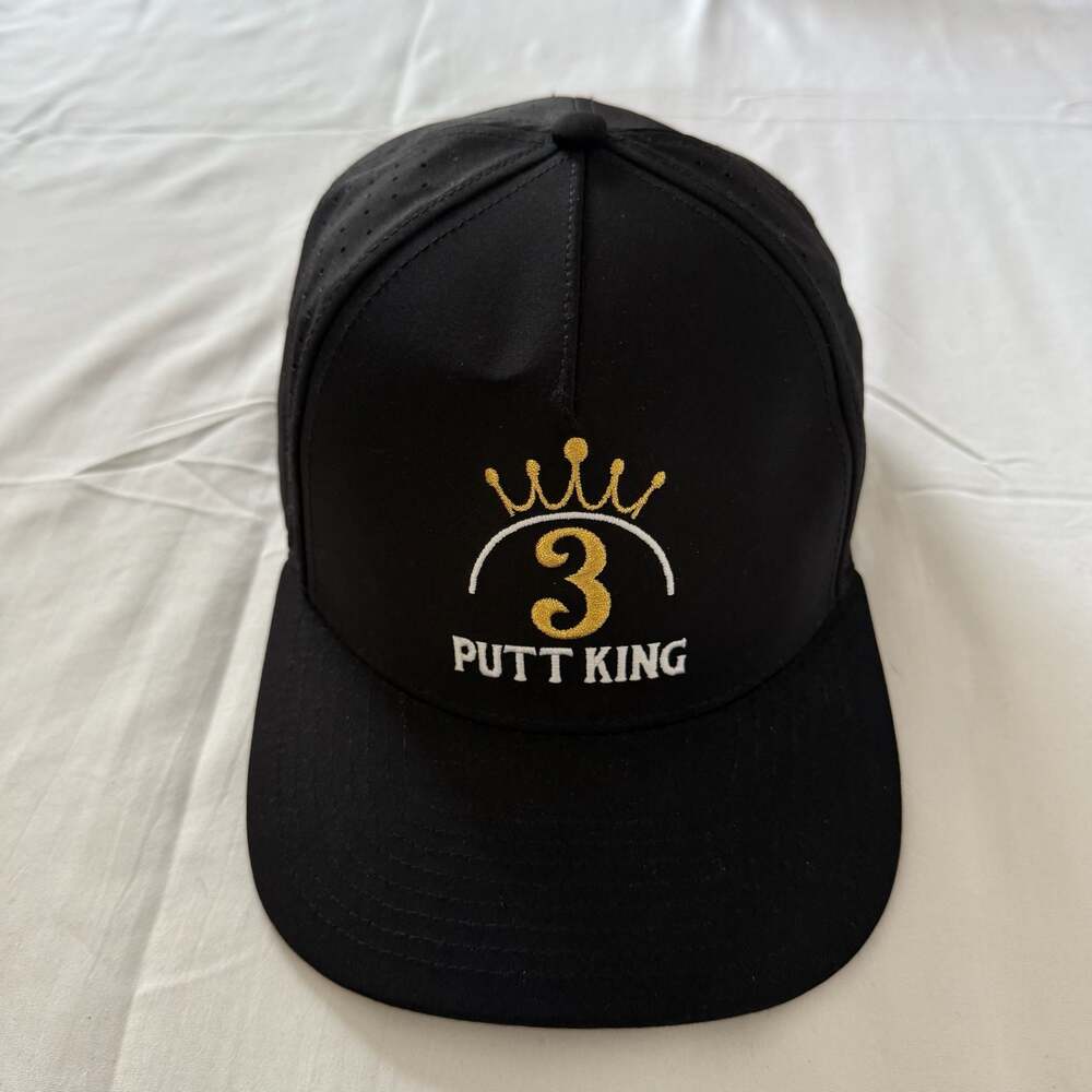 SHANKITGOLF 3 Putt King Black Performance Snapback Golf Hat Cap